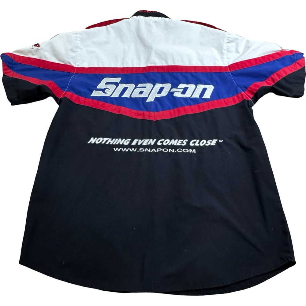 Snap-on Racing Shirt Mens L Black Red Blue Good Vintage 90s Swingster Pit Crew - Picture 2 of 8